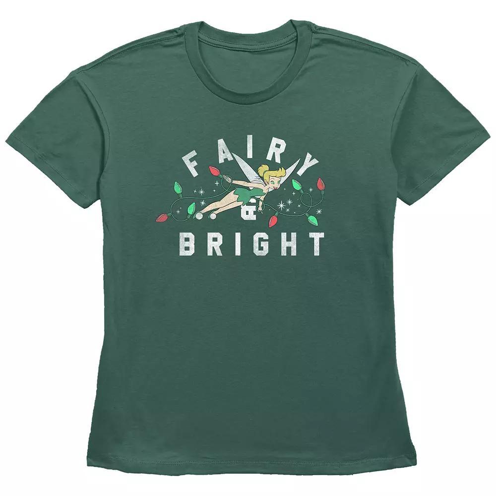 Disney's Tinker Bell Juniors' Fairy & Bright Graphic Tee, Girl's, Size: Large, Green Product Image