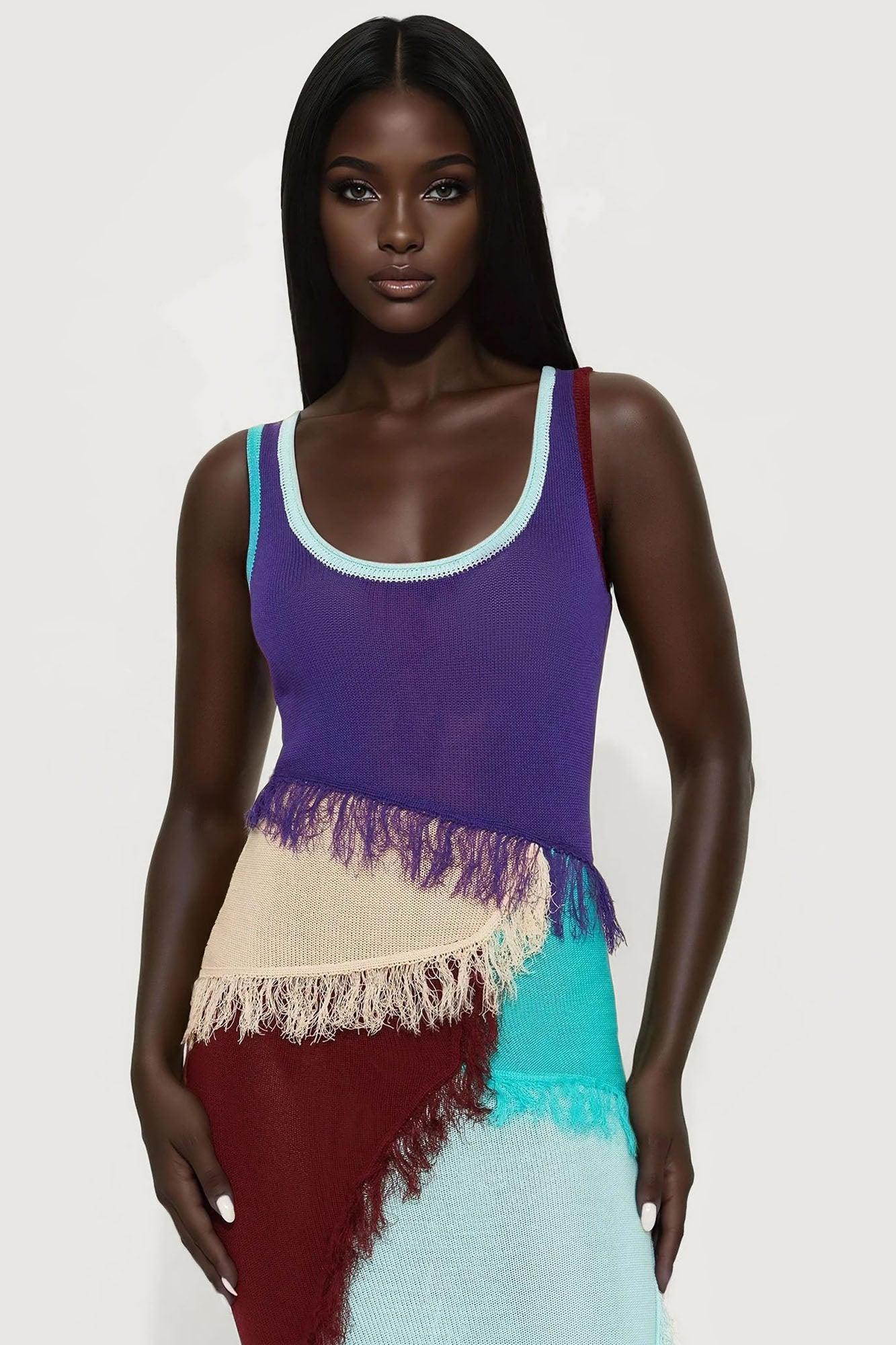 Vanya Colorblock Sweater Maxi Dress - Purple/combo Product Image