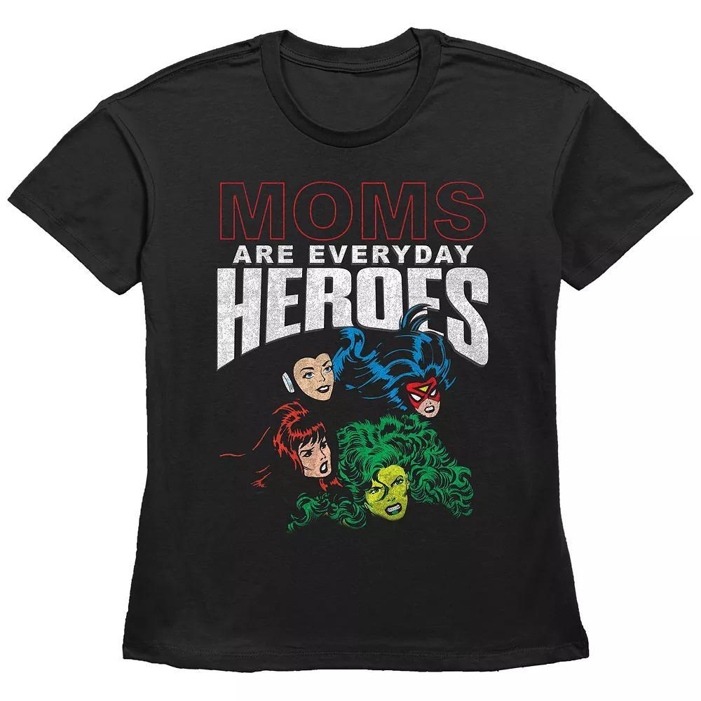 Women's Avengers Moms Are Everyday Heroes Basic Fit Graphic Tee, Size: Medium, Black Product Image