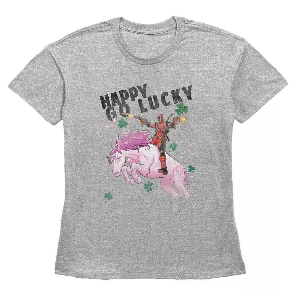 Women's Marvel Deadpool Happy Go Lucky Graphic Tee, Size: XXL, Grey Gray Product Image
