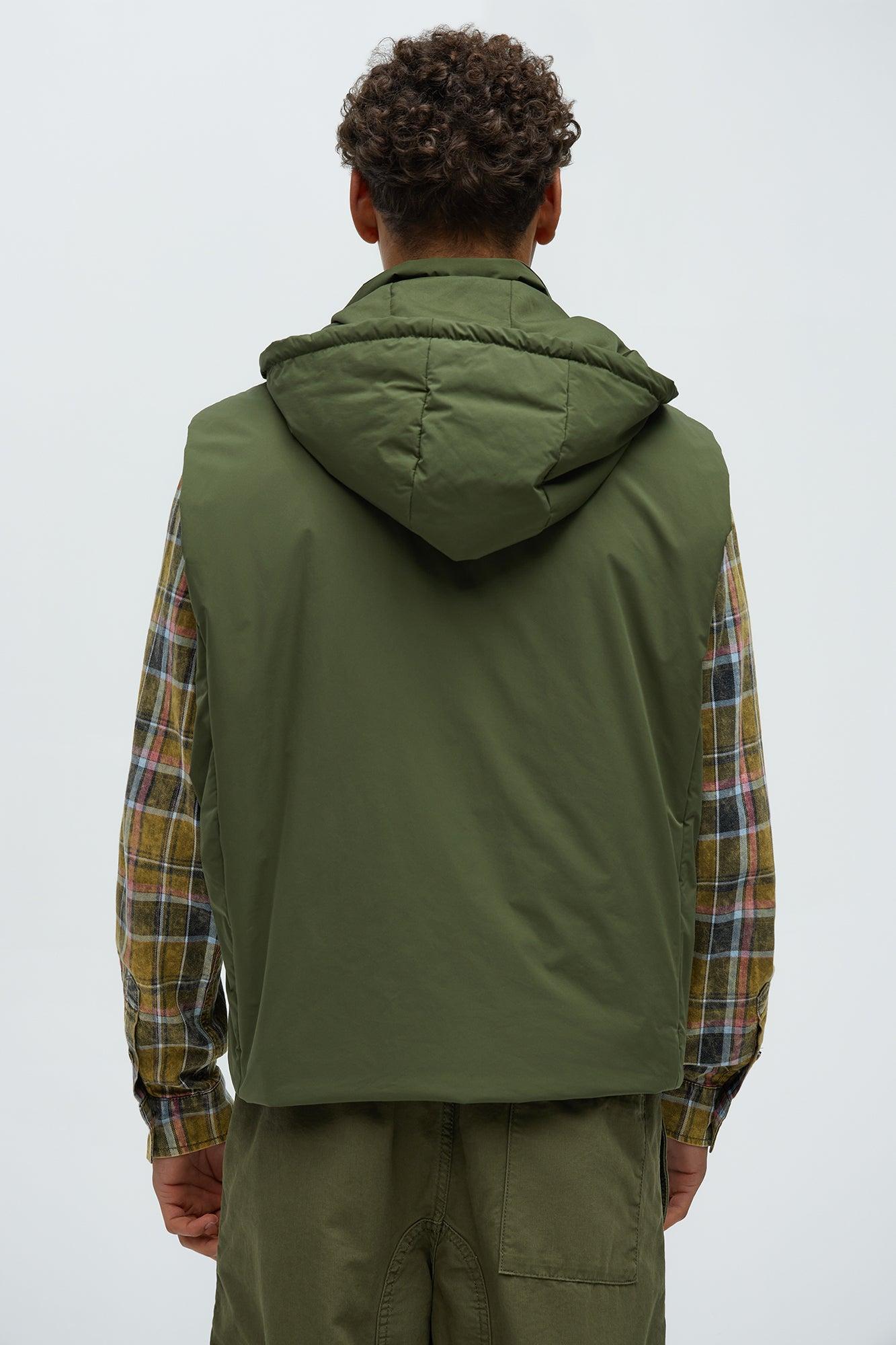 Bismarck Padded Vest With Hood - Olive Product Image