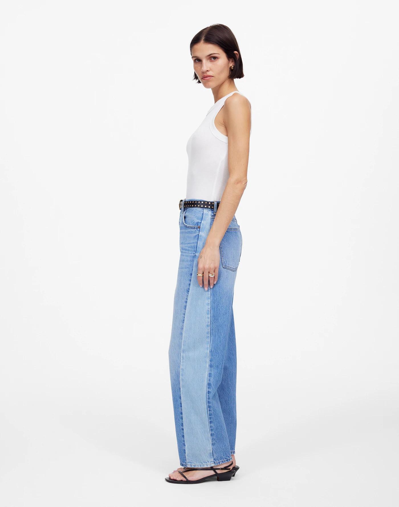 Pieced Barrel-Leg Jeans Product Image