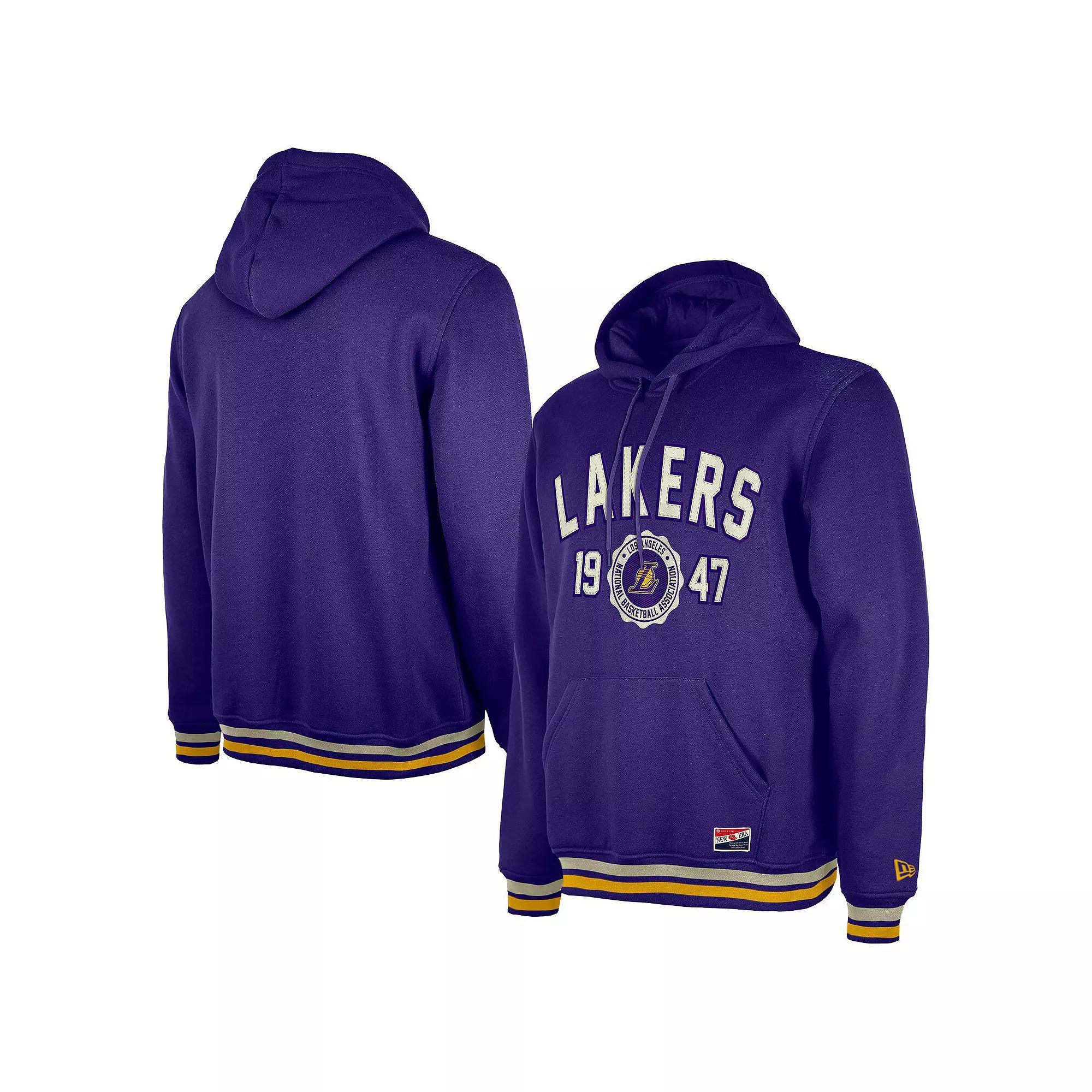 Men's New Era Purple Los Angeles Lakers Throwback Vintage Pullover Hoodie, Size: Medium Product Image