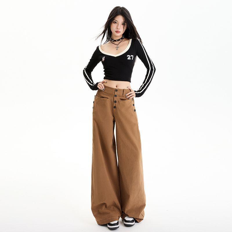 Low Rise Plain Wide Leg Pants (Various Designs) Product Image