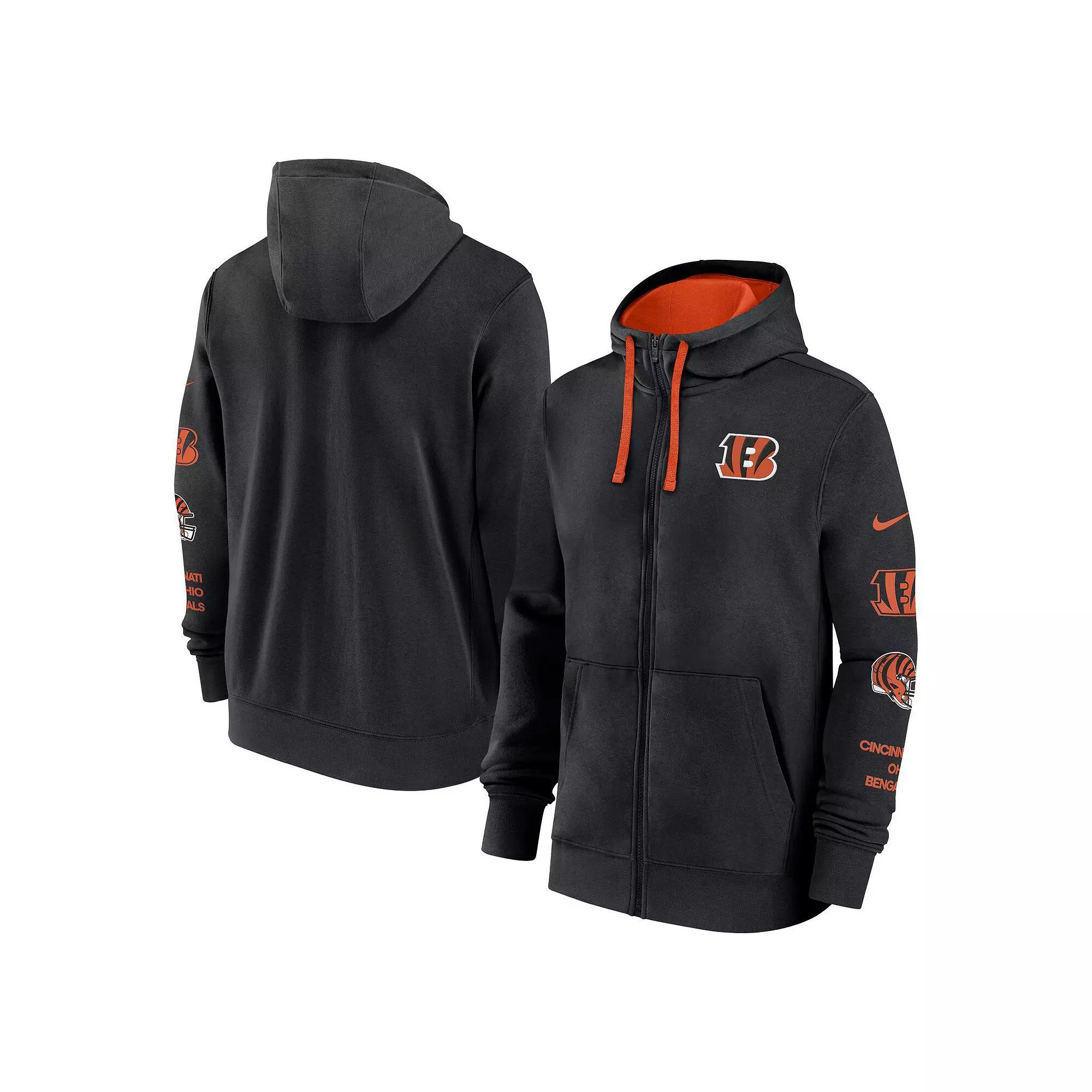 Men's Nike Black Cincinnati Bengals Club Full-Zip Hoodie Jacket, Size: 2XL Product Image