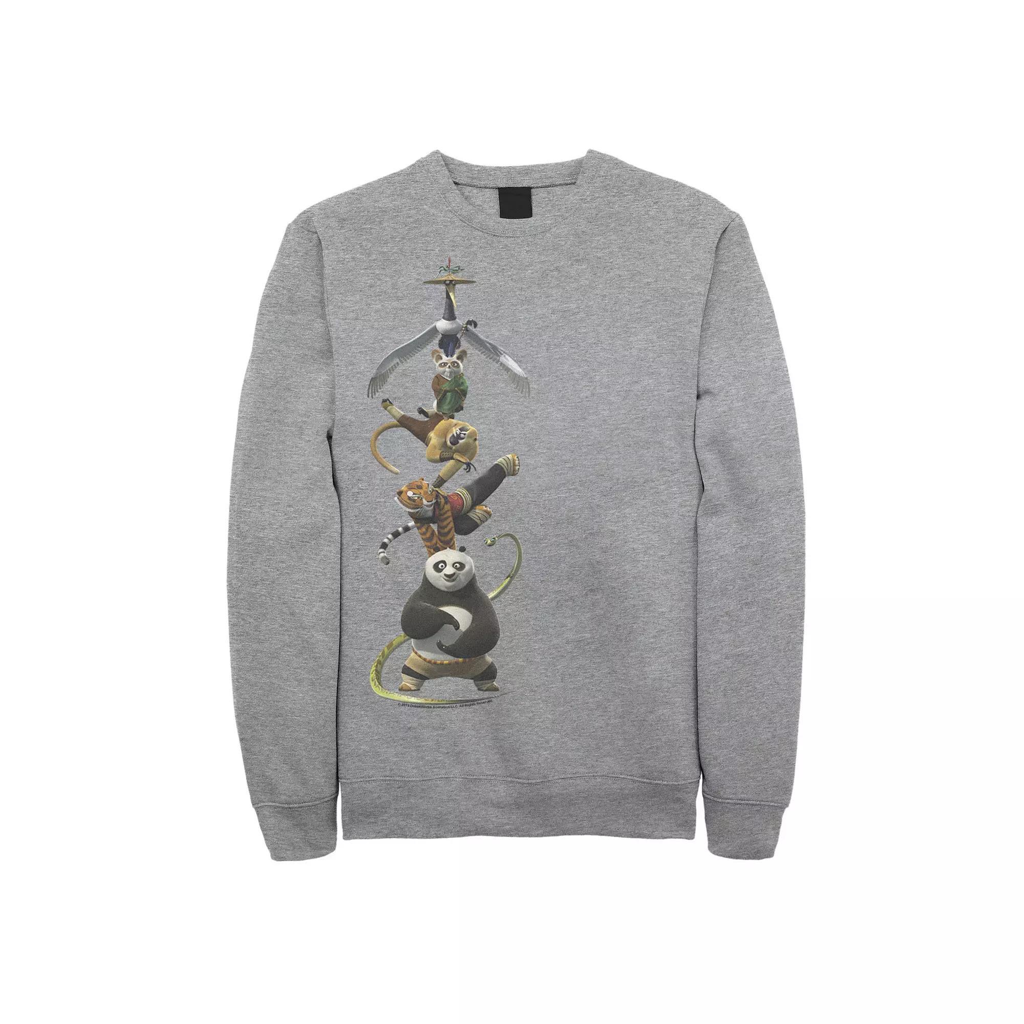 Men's Kung Fu Panda Po And The Furious Five Stack Portrait Sweatshirt, Size: XL, Athletic Grey Product Image