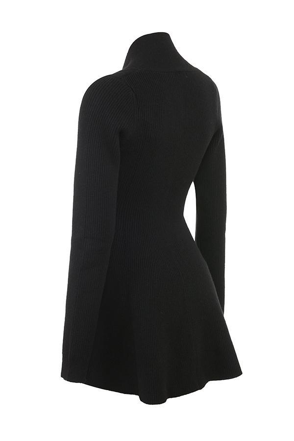 Aubrey Black Wool Knitted Cardigan Dress Product Image