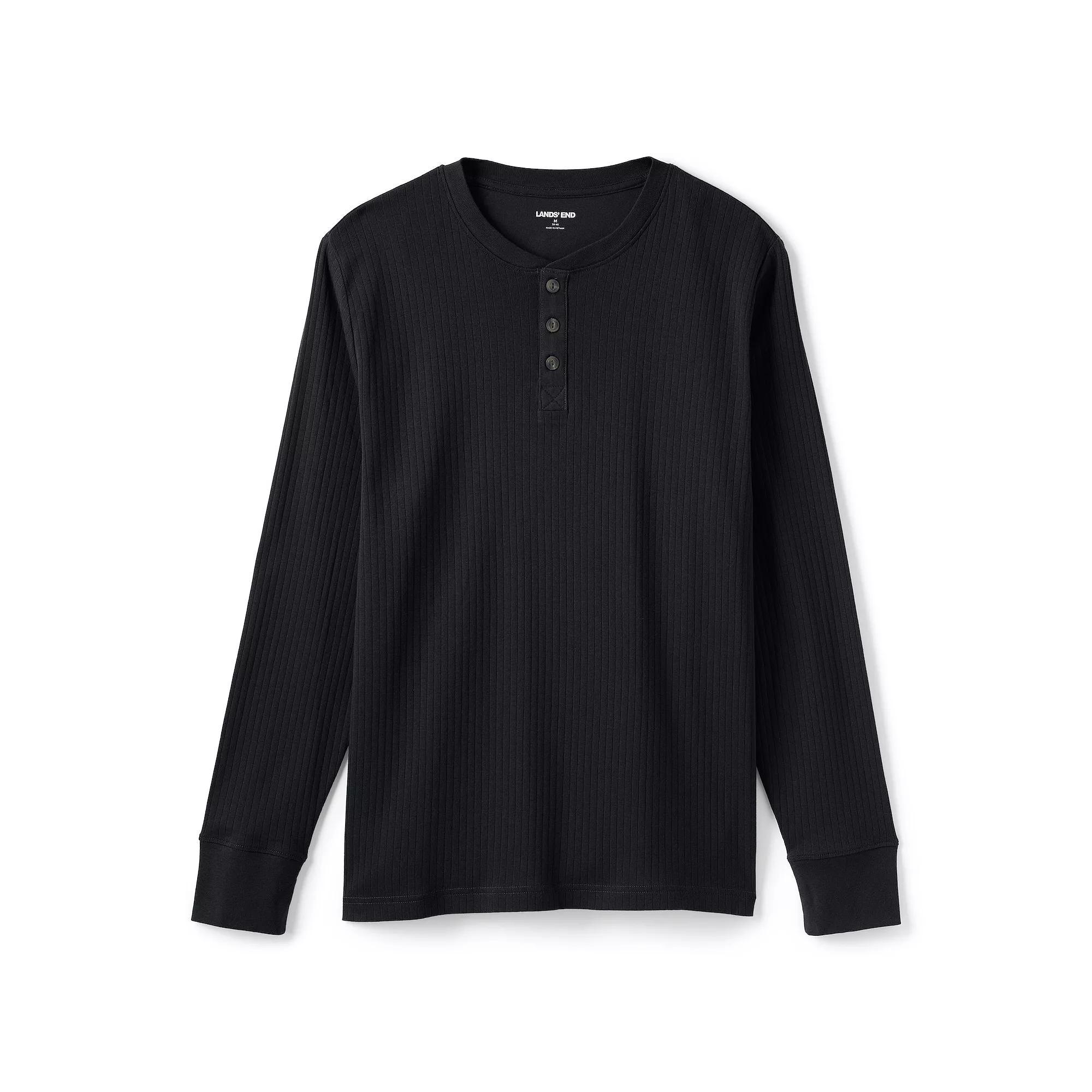 Men's Lands' End Ribbed Pajama Sleep Henley, Size: XXL, Rich Red Product Image