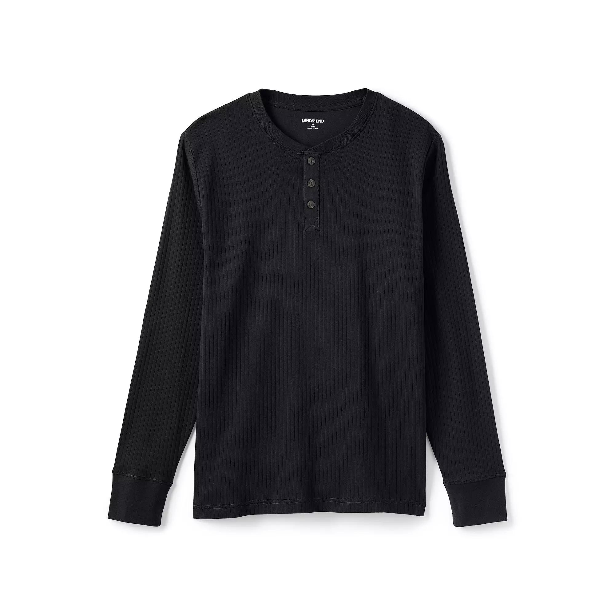 Men's Lands' End Ribbed Pajama Sleep Henley, Size: XXL, Rich Red Product Image