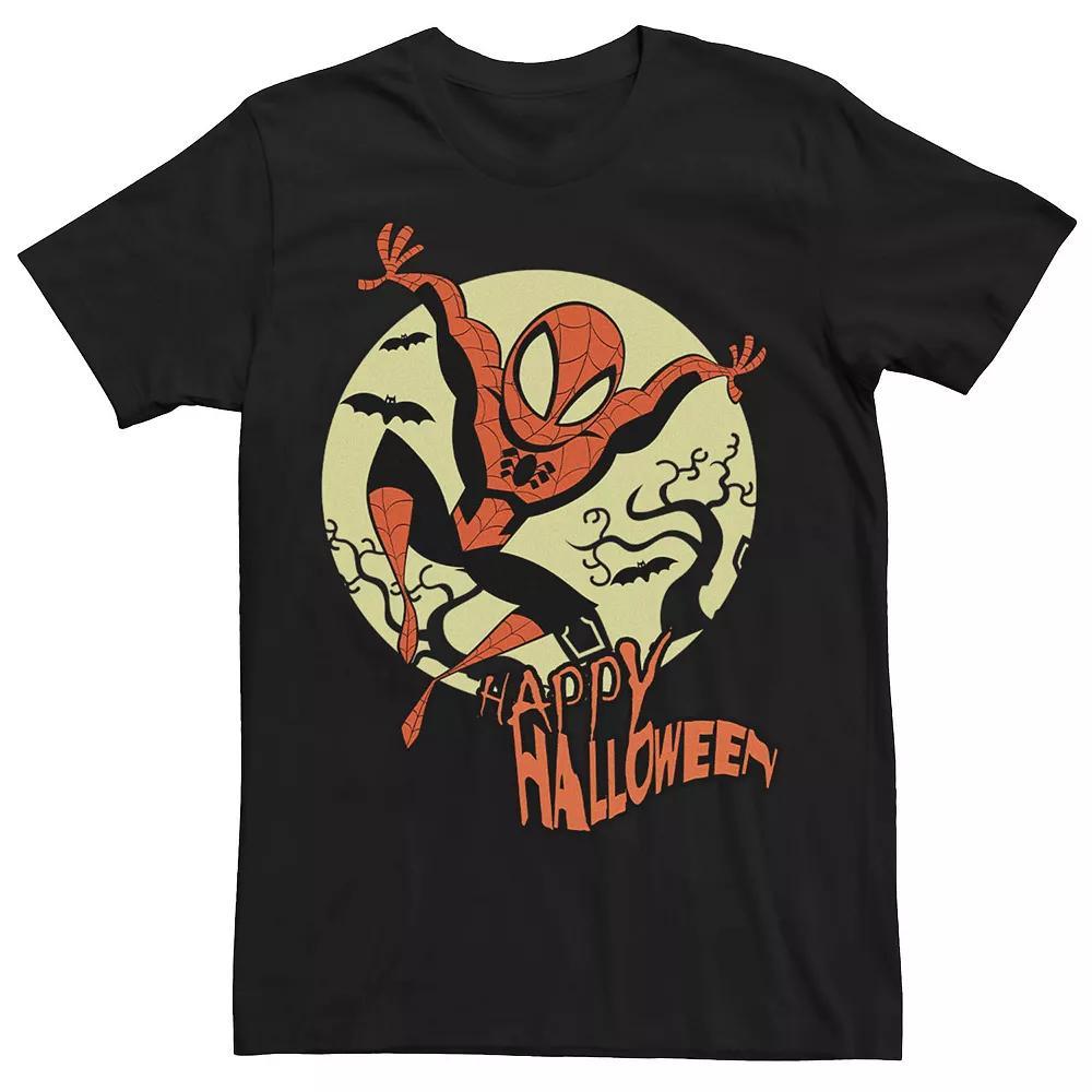 Men's Marvel Spider-Man Moonlight Happy Halloween Tee, Size: Medium, Black Product Image