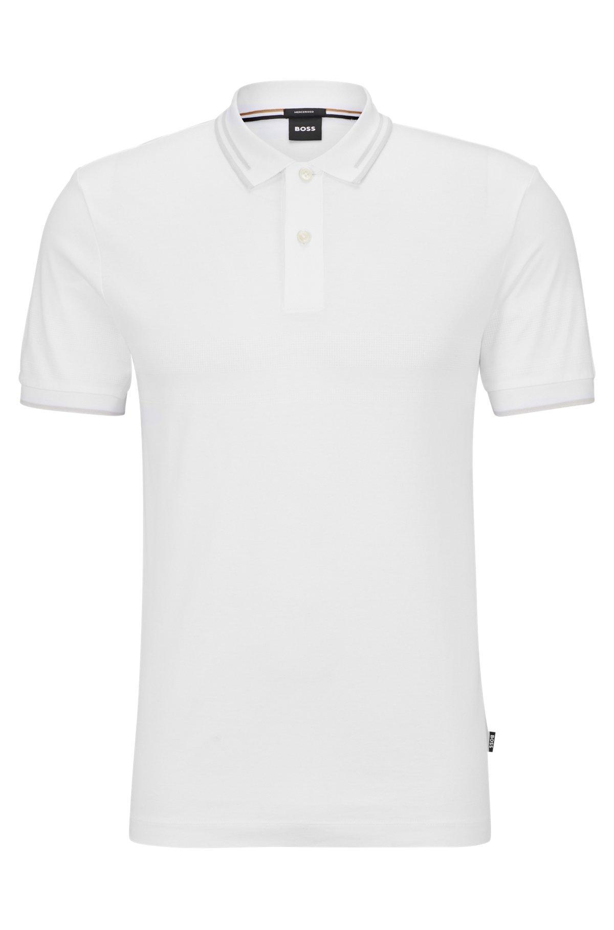 Interlock-cotton slim-fit polo shirt with jacquard stripes Product Image