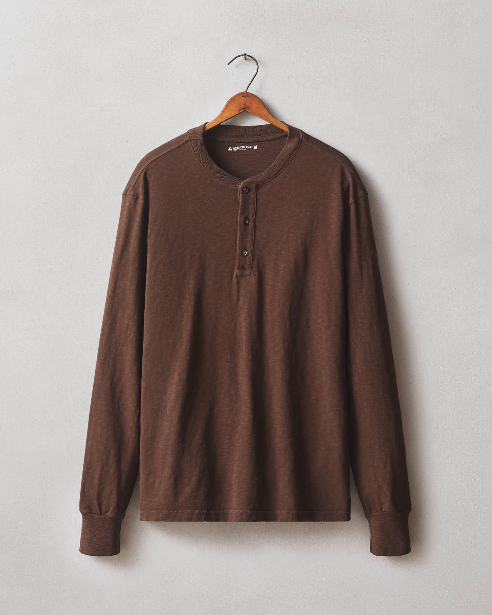 Premium Slub Henley Tee Long Sleeve - Chicory Coffee Product Image