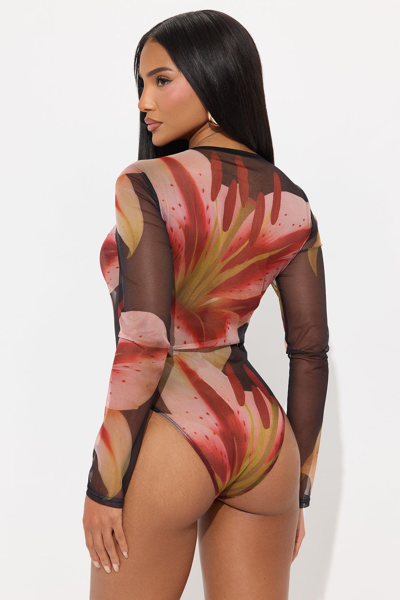 La Flora Mesh Bodysuit - Black/combo Product Image
