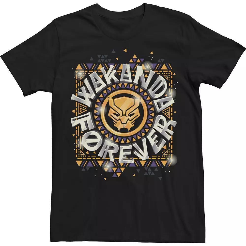 Big & Tall Marvel Black Panther Gleaming Square Logo Tee, Men's, Size: 3XL Tall Product Image