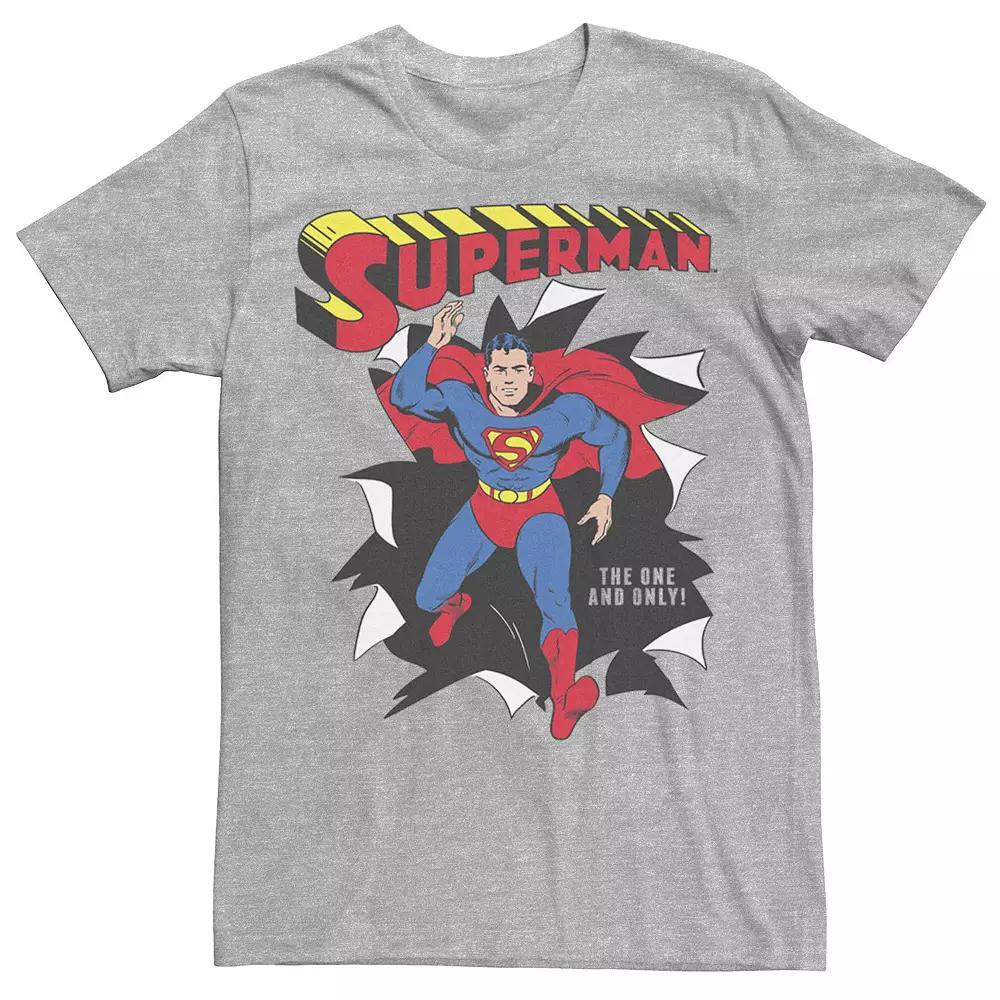 Men's DC Comics Superman Through Wall Poster Graphic Tee, Size: Large, Athletic Grey Product Image