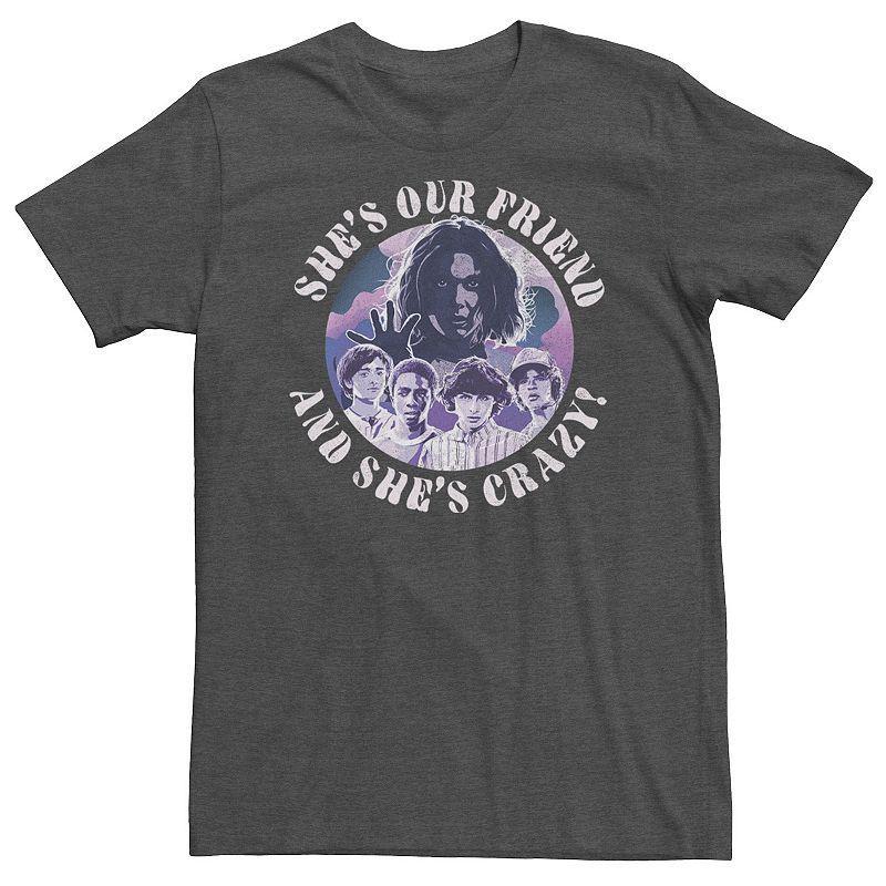 Big & Tall Stranger Things Group Shot She's Our Friend & She's Crazy Tee, Men's, Size: Large Tall, Grey Heather Product Image