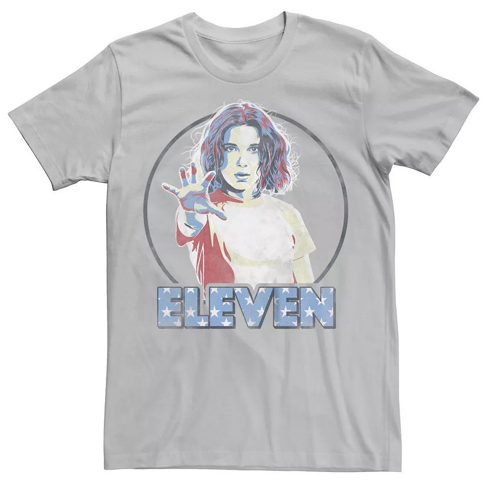 Men's Stranger Things Eleven Stars Filled Letters Graphic Tee, Size: XS, Silver Product Image