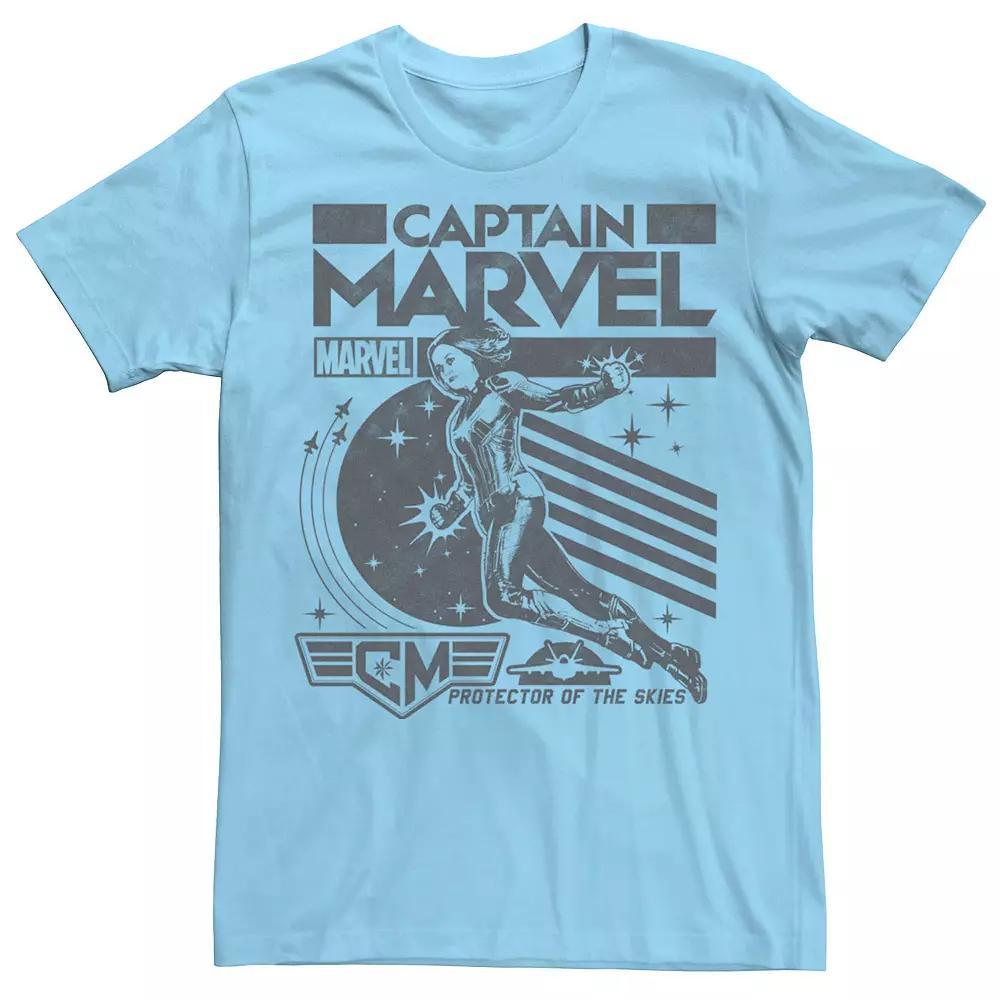 Men's Marvel Captian Marvel Black And White Poster Tee, Size: Large, Light Blue Product Image