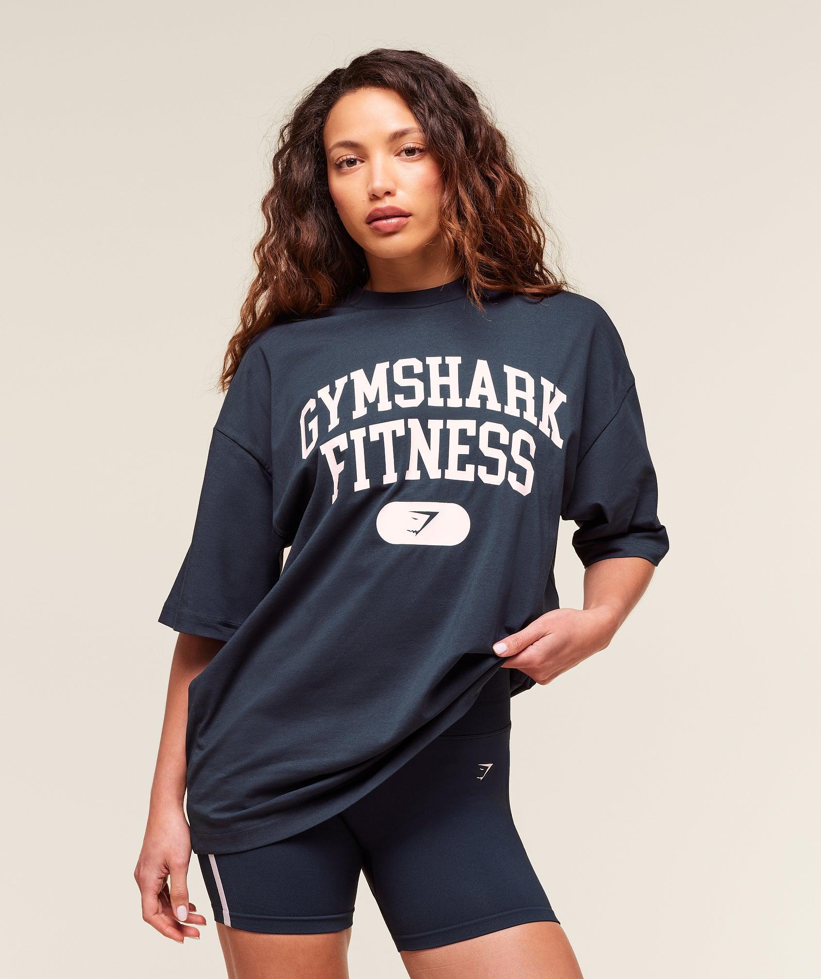 Gymshark Varsity Graphic Oversized T-shirt - Heavy Blue Female Product Image