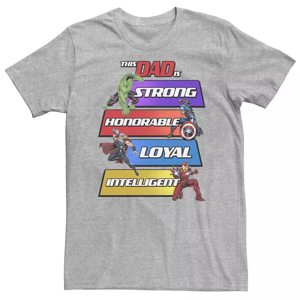 Big & Tall Marvel Hulk Captain America Thor Iron Man This Dad Is Panels Tee, Men's, Size: 4XL Tall, Athletic Grey Product Image
