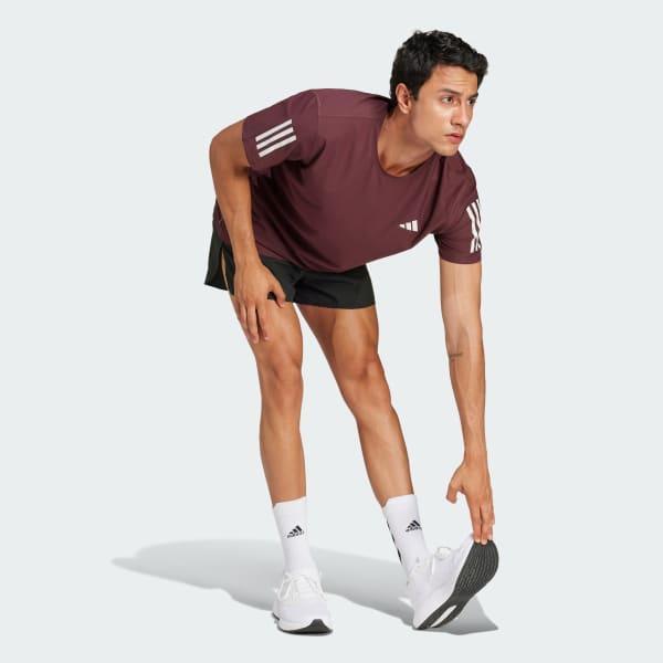 Mens adidas Own The Run Short Sleeve Tee Aurora Red Product Image