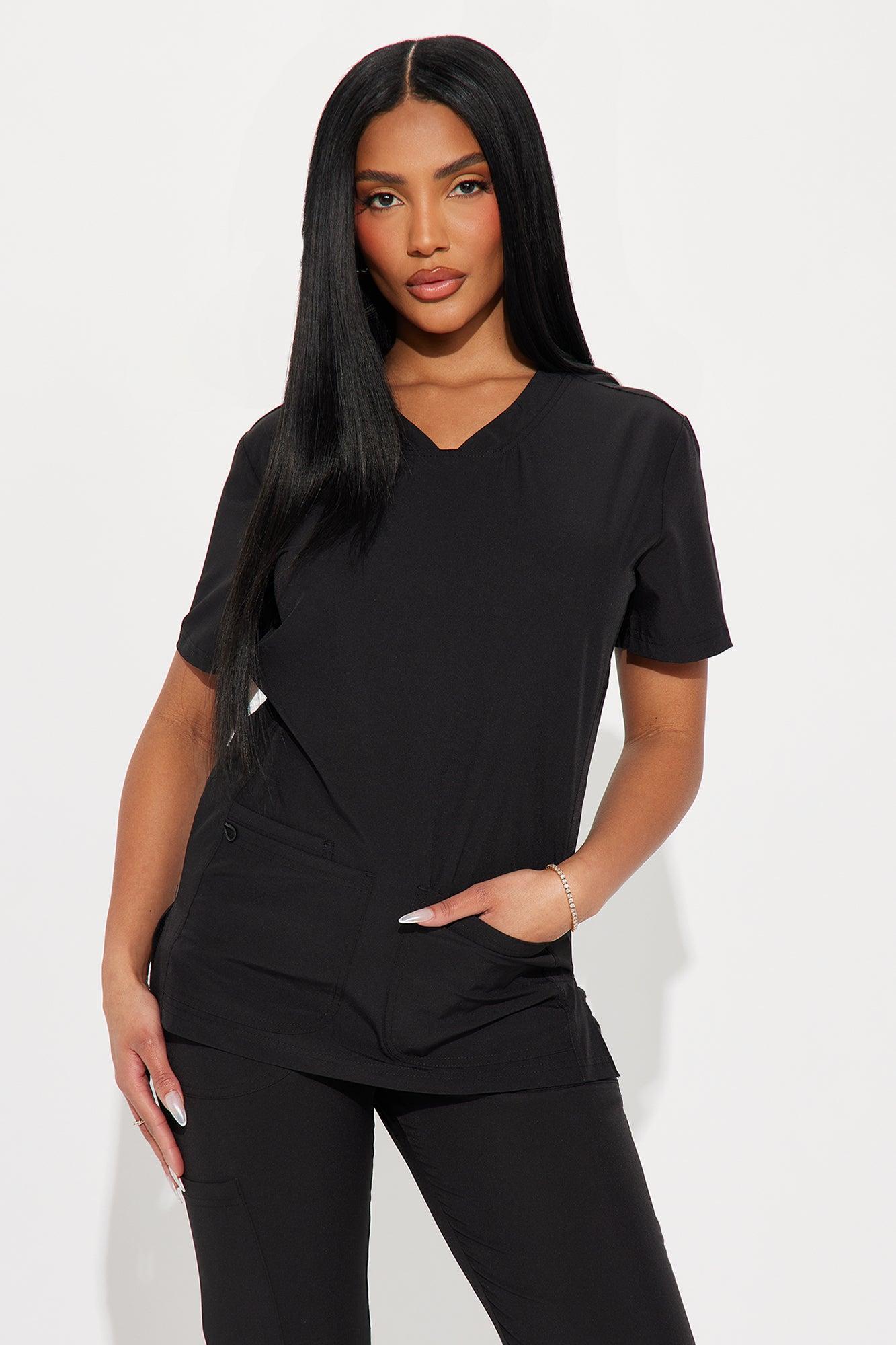Care For You 4 Way Stretch Scrub Uniform Jogger Set - Black Product Image