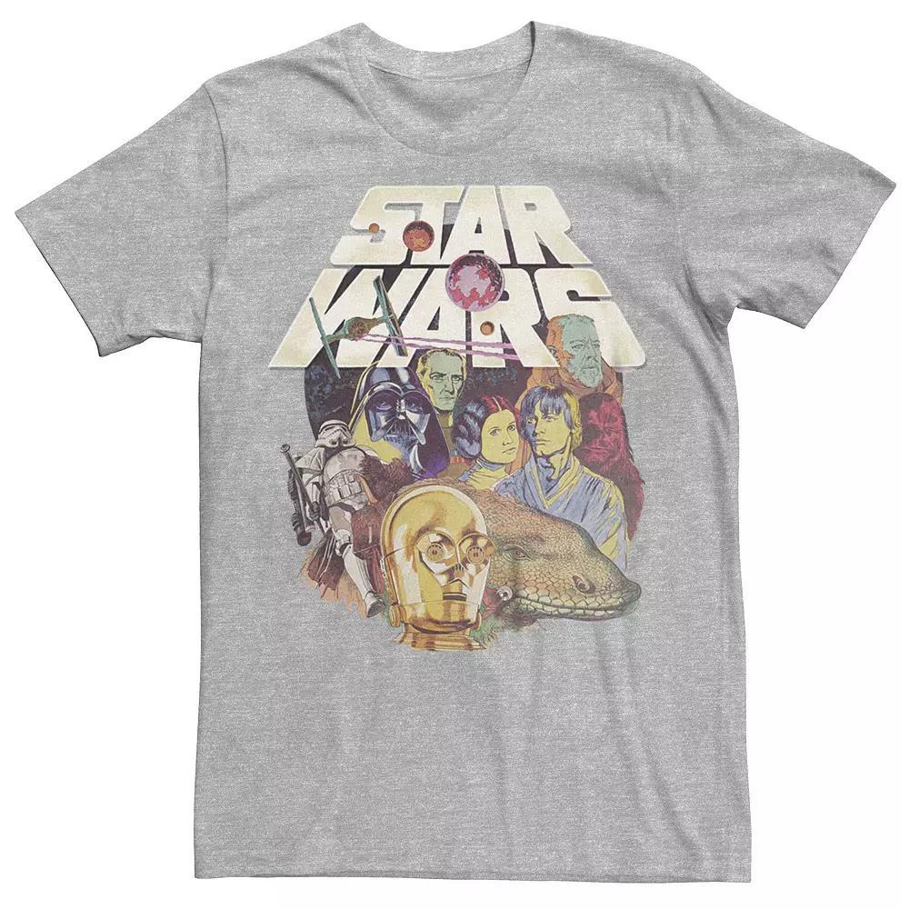 Men's Star Wars Vintage Collage Cartoons Graphic Tee, Size: Large, Athletic Grey Product Image