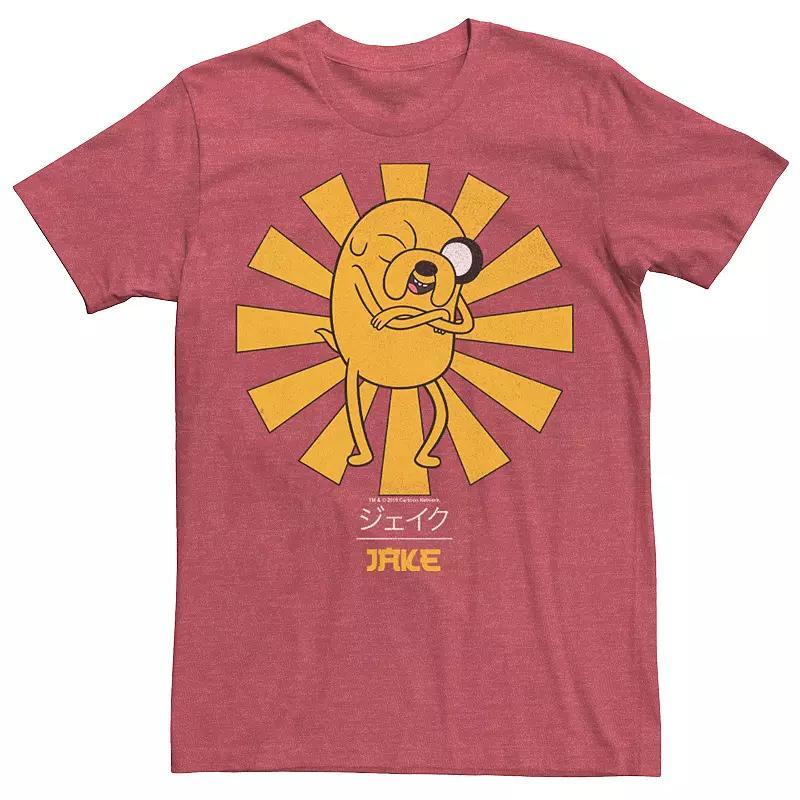 Mens Adventure Time Jake The Dog Kanji Portrait Graphic Tee Red Grey Product Image