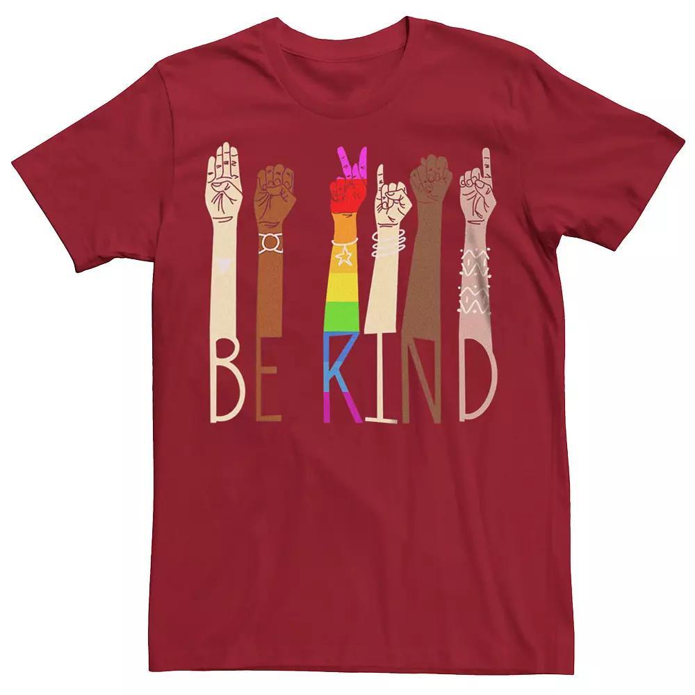 Men's Pride Be Kind ASL Sign Language Hands Graphic Tee, Size: XXL, Red Product Image