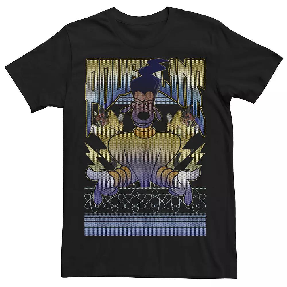Big & Tall Disney Christmas A Goofy Movie Powerline Ugly Sweater Tee, Men's, Size: LT, Black Product Image