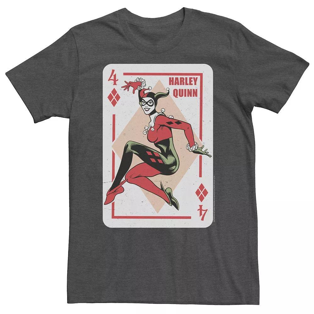 Big & Tall DC Comics Batman Harley Quinn Playing Card Tee, Men's, Size: Large Tall, Grey Heather Product Image