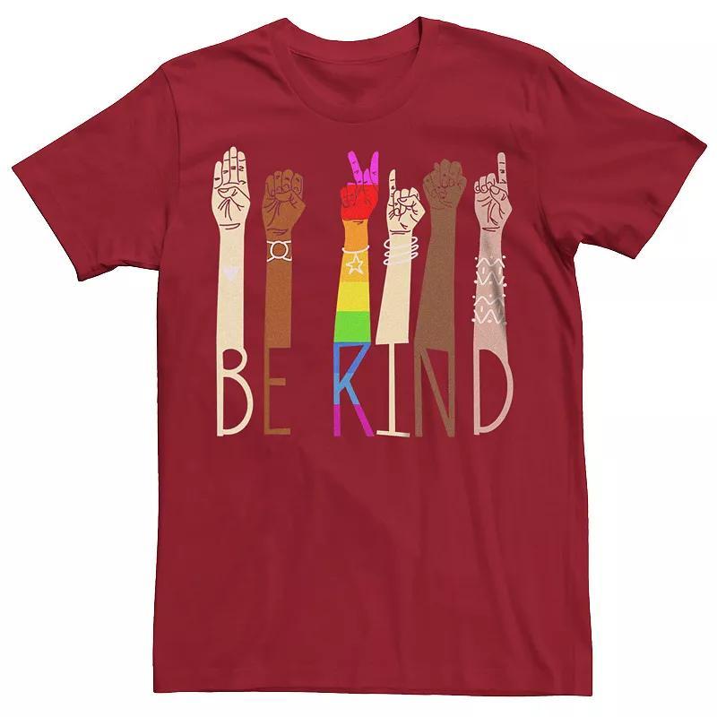 Men's Pride Be Kind ASL Sign Language Hands Graphic Tee, Size: XXL, Red Product Image