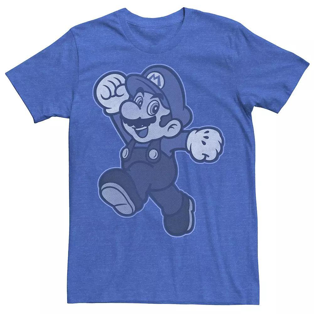 Men's Super Mario Tonal Blue Mario Portrait Tee, Size: 3XL, Royal Grey Product Image