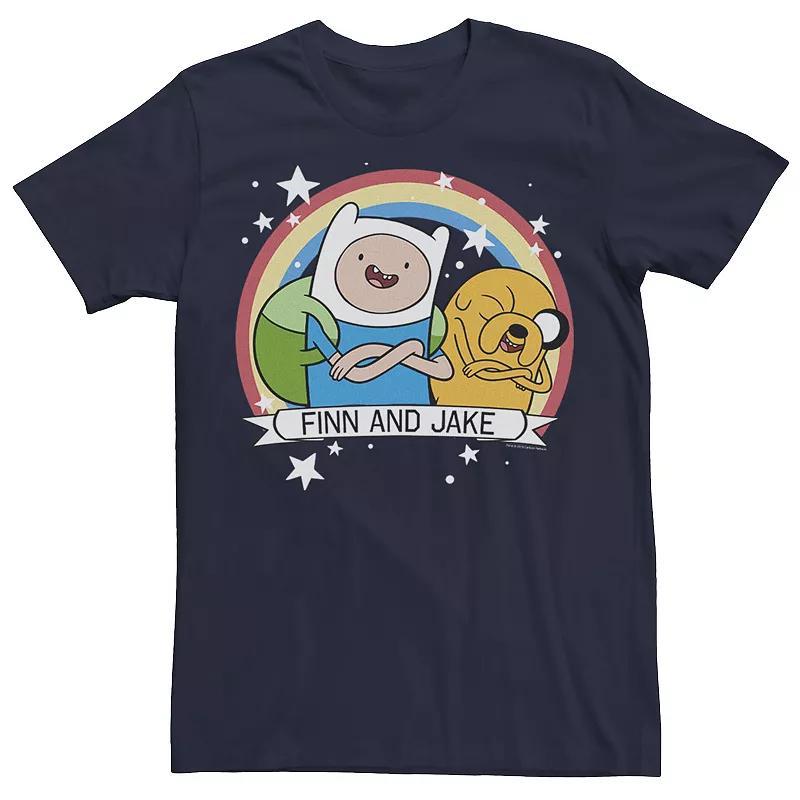 Men's CN Adventure Time Finn & Jake Rainbow Banner Tee, Size: XL, Black Product Image