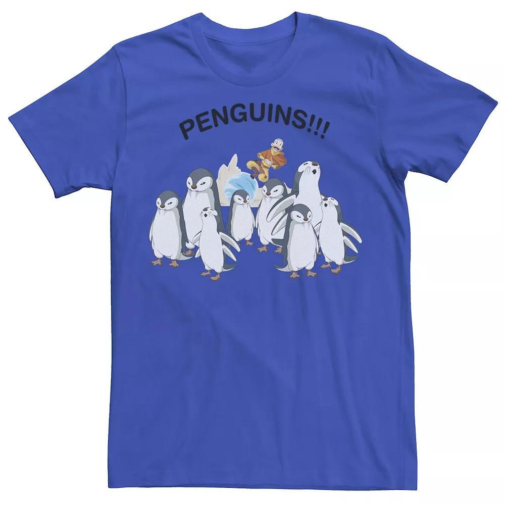 Men's Nickelodeon Avatar The Last Airbender Aang And Penguins!! Portrait Tee, Boy's, Size: Small, Athletic Grey Product Image