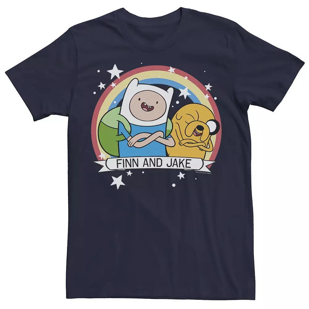 Men's CN Adventure Time Finn & Jake Rainbow Banner Tee, Size: XL, Black Product Image