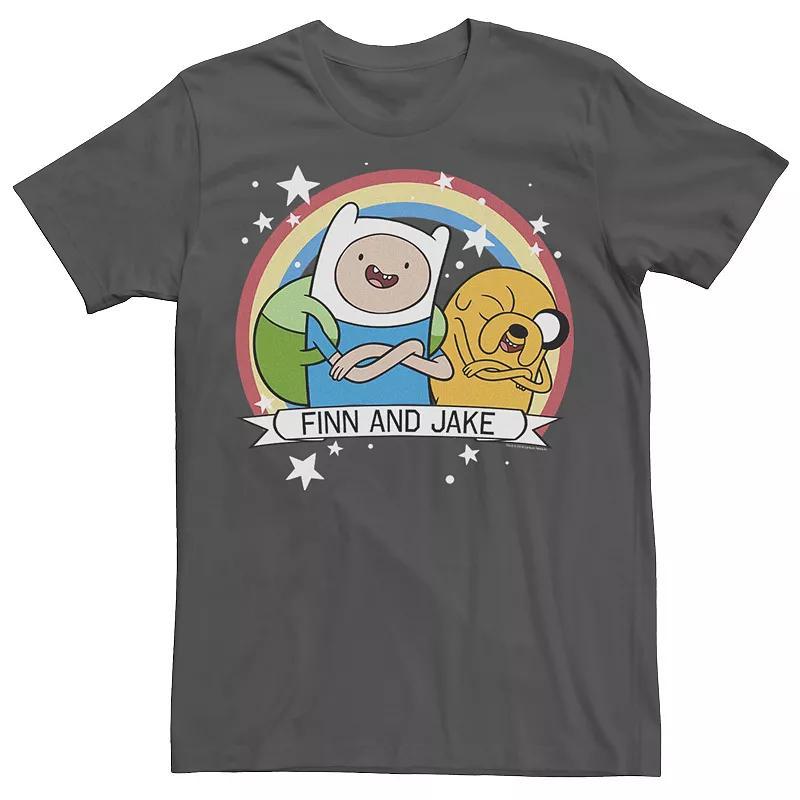 Men's CN Adventure Time Finn & Jake Rainbow Banner Tee, Size: XL, Black Product Image