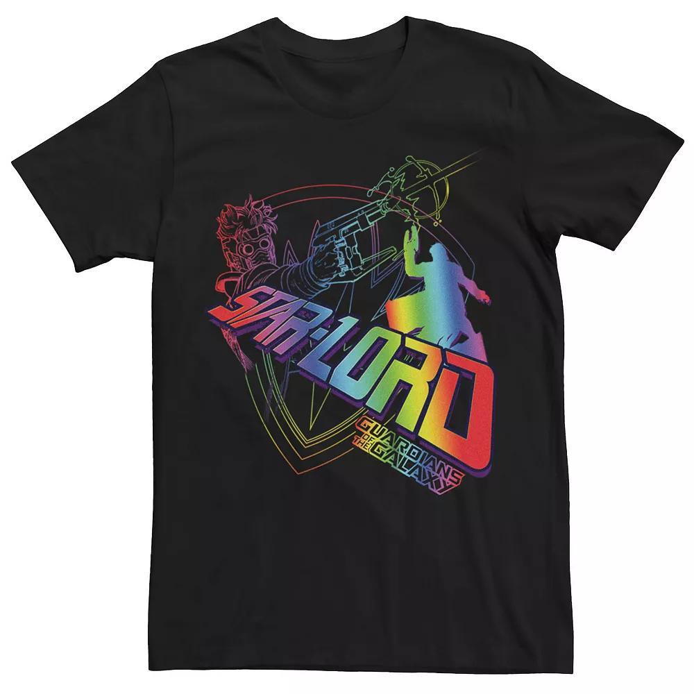 Big & Tall Marvel Guardians Of The Galaxy Star-Lord Rainbow Logo Graphic Tee, Men's, Size: 3XB, Black Product Image