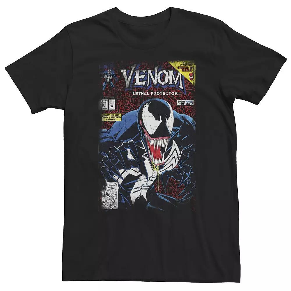 Big & Tall Marvel Venom Vintage Comic Book Cover Tee, Men's, Size: XXL Tall, Black Product Image