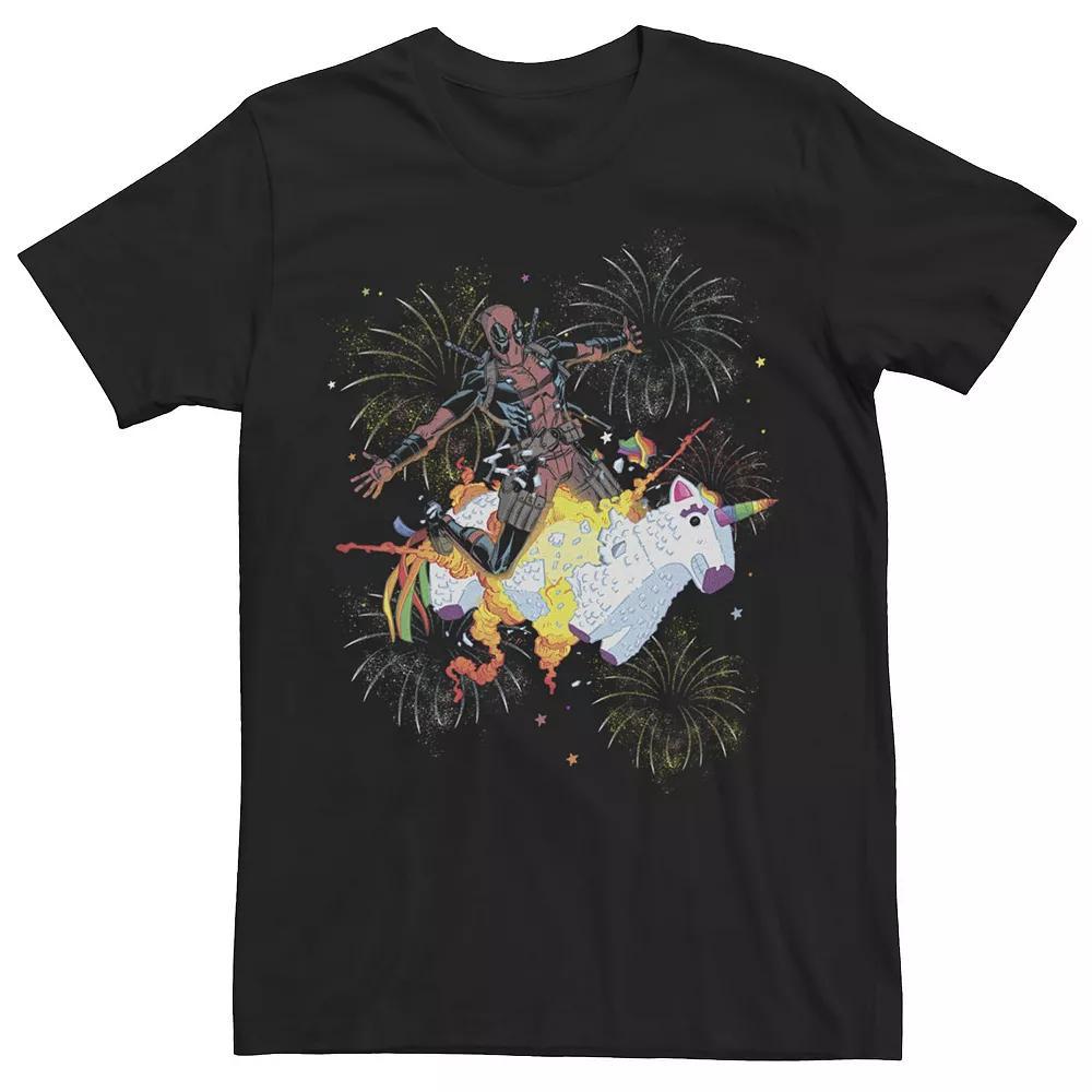 Men's Marvel Deadpool Unicorn Explosion Portrait Tee, Size: Large, Black Product Image