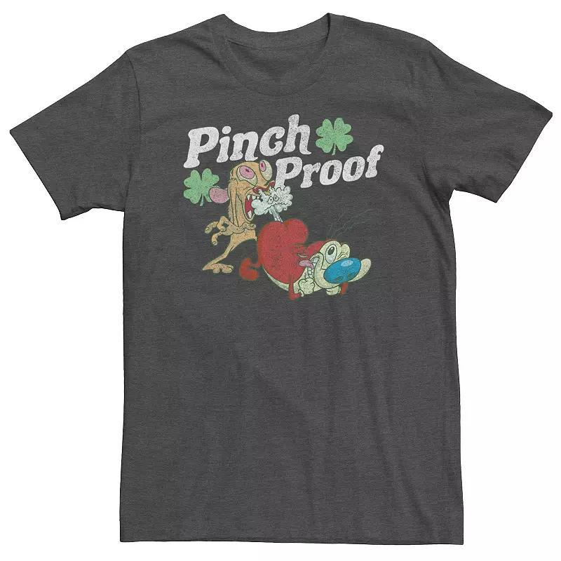 Big & Tall Ren And Stimpy Pinch Proof Shamrock Tee, Men's, Size: Large Tall, Grey Heather Product Image