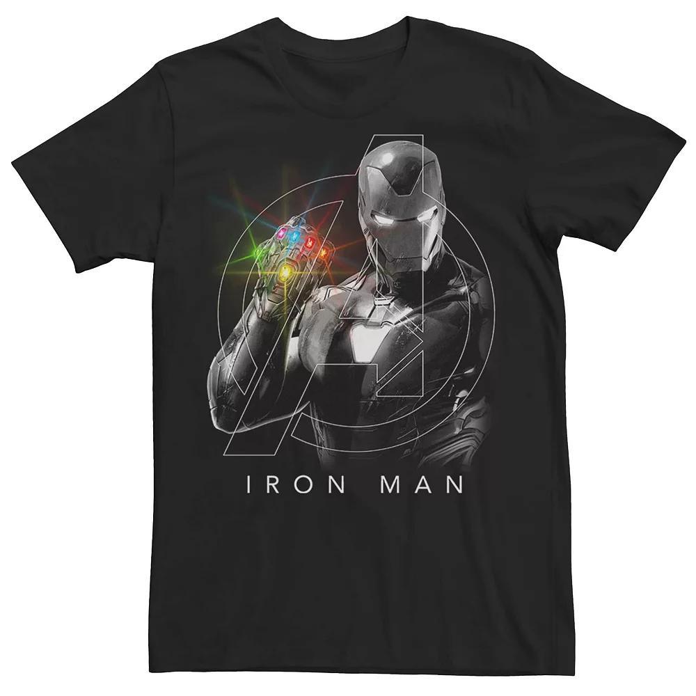 Men's Marvel "Avengers: Endgame" Iron Man Infinity Gauntlet Poster Tee, Size: Large, Black Product Image