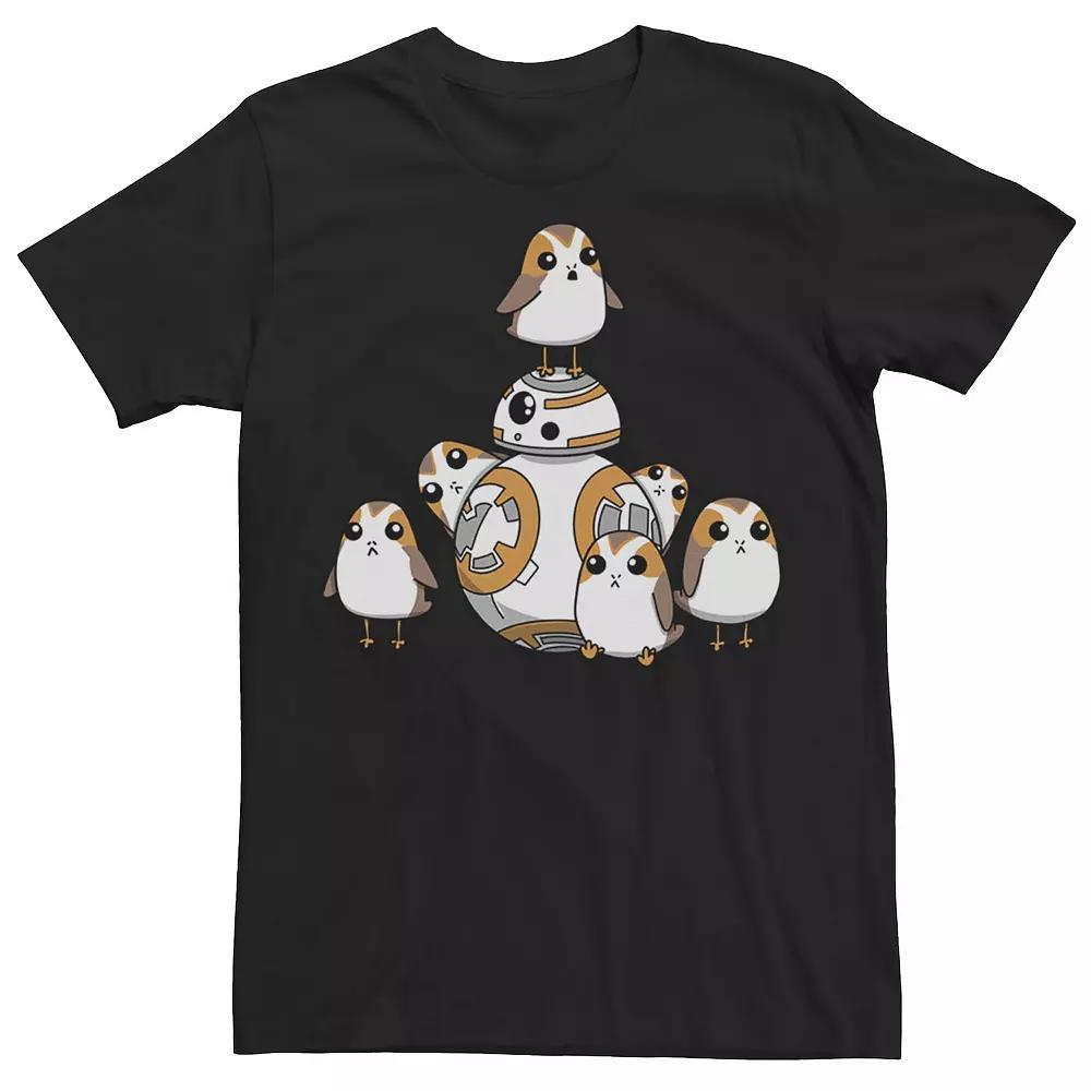 Men's Star Wars Porgs Having Fun With BB-8 Portrait Tee, Size: 3XL, Black Product Image