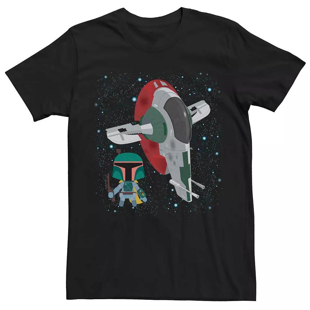 Mens Star Wars Cartoon Boba Fett Space Graphic Tee Product Image
