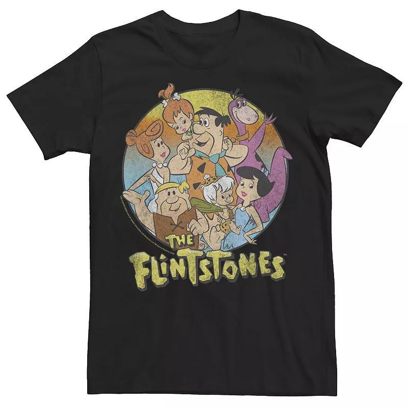 Men's The Flinstones Distresed Group Portrait Tee, Size: XXL, Black Product Image