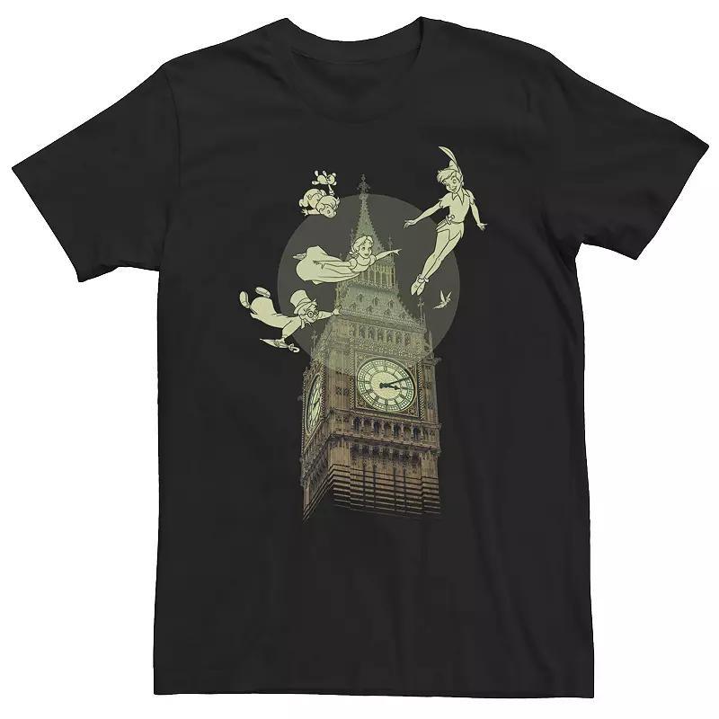 Big & Tall Disney Peter Pan The Darlings Flying By Clock Tower Tee, Men's, Size: 4XL, Black Product Image