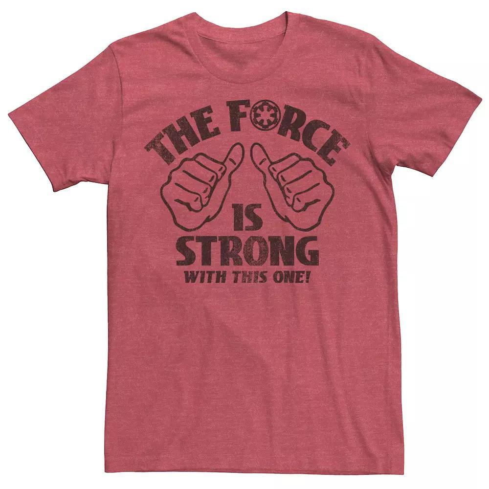 Men's Star Wars The Force is Strong Quote Thumbs-Up Tee, Size: Large, Red Grey Product Image