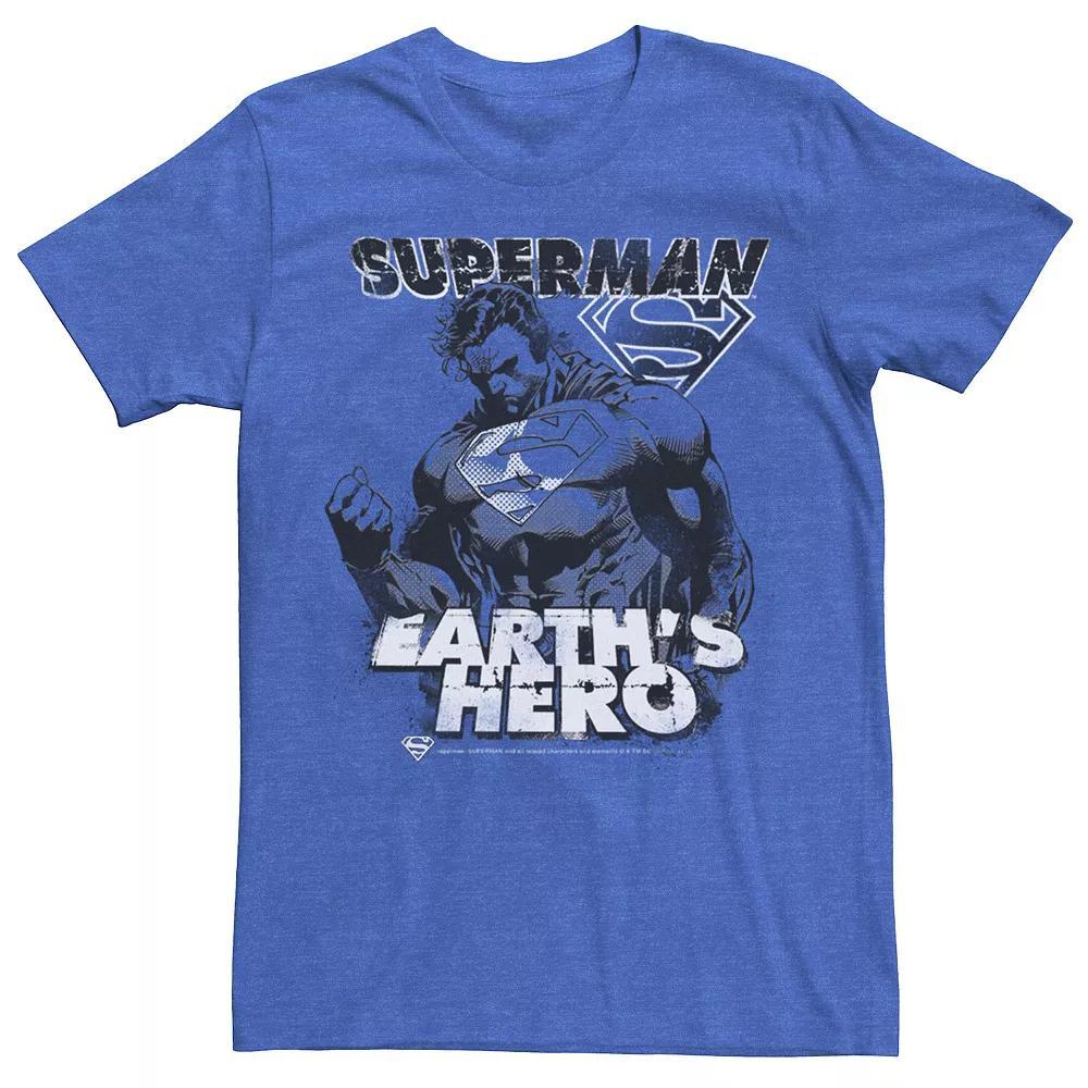Men's DC Comics Superman Earth's Hero Sketched Poster Tee, Size: Medium, Athletic Grey Product Image