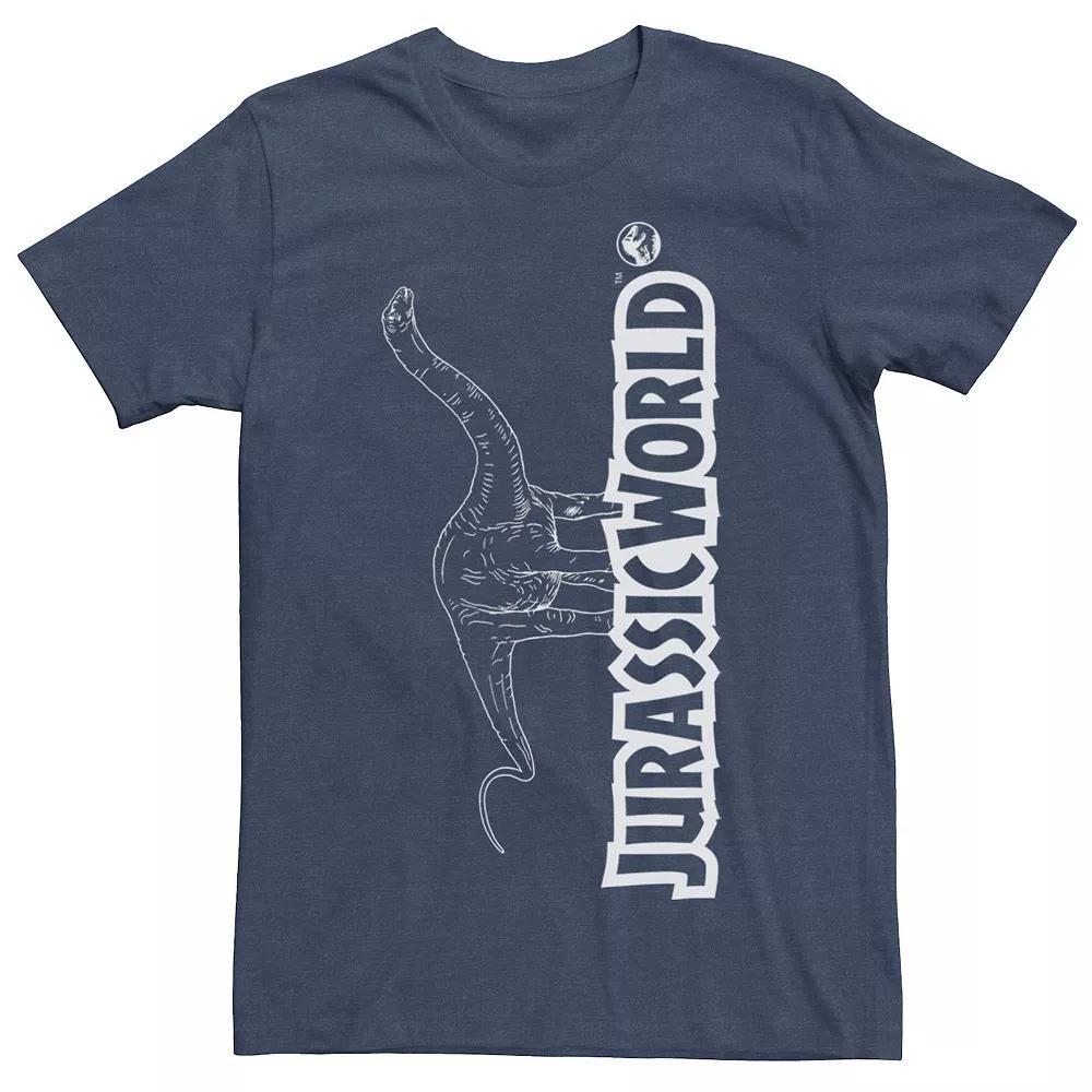 Men's Jurassic World Longneck Dinosaur Title Logo Outline Tee, Size: XL, Red Grey Product Image