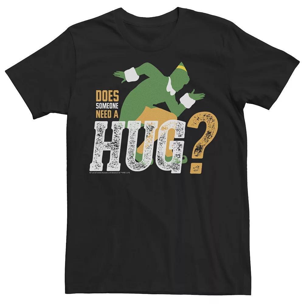 Men's Elf Buddy Does Somebody Need A Hug Large Text Poster Tee, Size: 3XL, Black Product Image